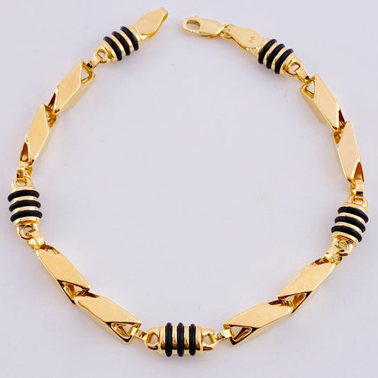 Pulso Rustico Cauchos Negros 5.25 g / 7 1/4 in / 5 mm Oro Amarillo 18K