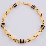 Bracelet Rustic Black Rubber 5.25 g / 7 1/4 in / 5 mm Yellow Gold 18K