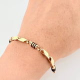 Bracelet Rustic Black Rubber 5.25 g / 7 1/4 in / 5 mm Yellow Gold 18K