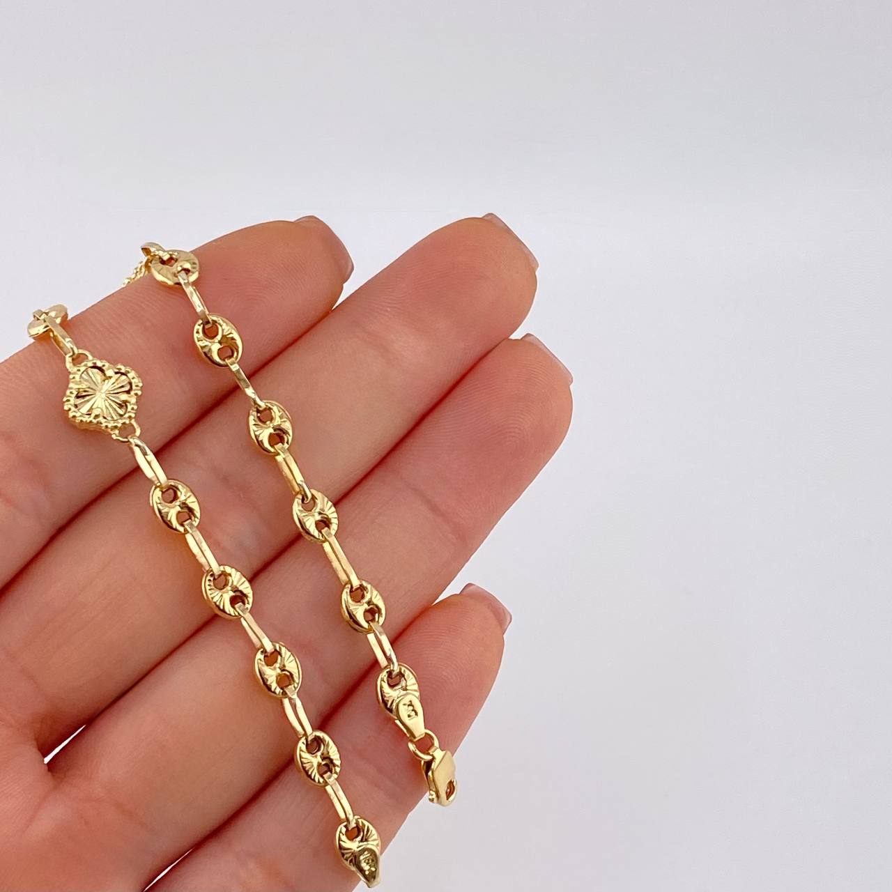 Tobillera Gc Trebol Diamantada 6 g / 8 3/4 in / 4.8 mm Oro Amarillo 18K