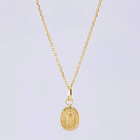 Classic Link Chain Set + Pendant Virgin of Guadalupe / 1 g / 17 3/4 in Yellow Gold 18K