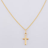 Classic Link Chain Set + Cross Pendant / 0.95 g / 17 3/4 in 18K Yellow Gold