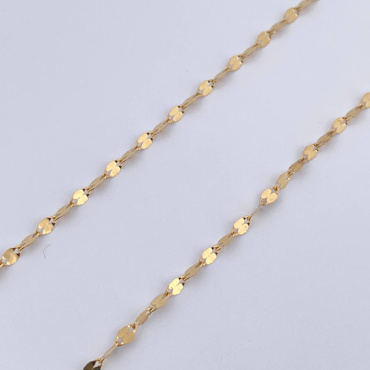 Set Cadena Flor Espejo 1.2gr/50cm/1.8mm + Dije Cruz Cristo 0.5gr/1.5cm Diamantado Oro 18K (Oferta) &
