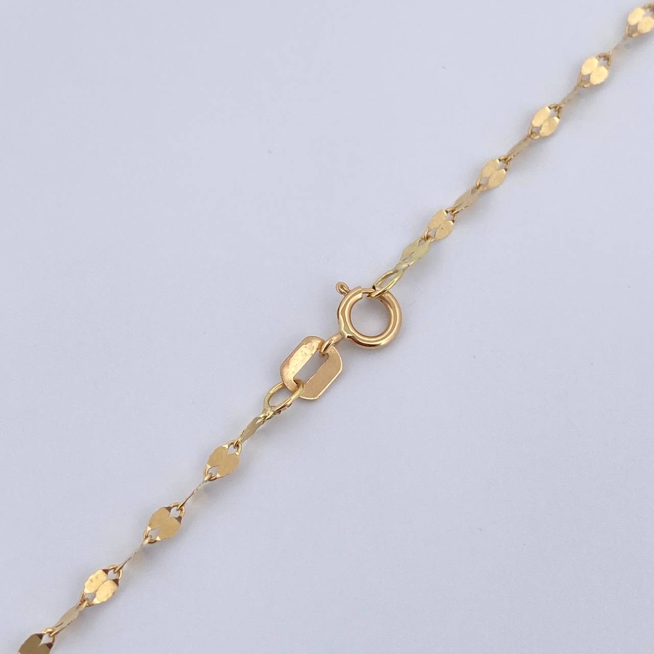 Set Cadena Flor Espejo 1.2gr/50cm/1.8mm + Dije Cruz Cristo 0.5gr/1.5cm Diamantado Oro 18K (Oferta) &