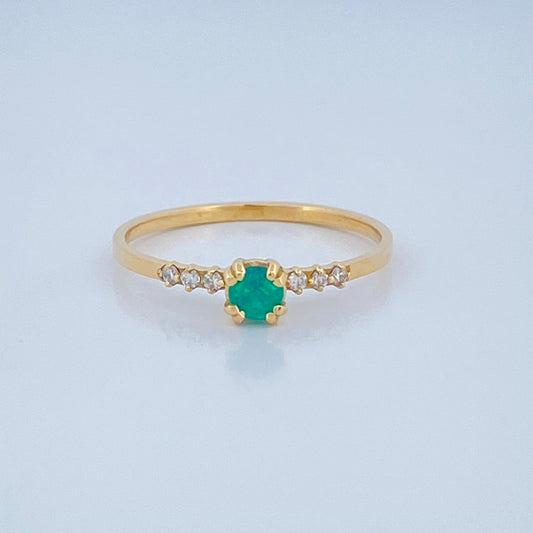 Anillo Churumbela Esmeralda 1.2gr / T6 1/4 /  Dos Oros Amarillo Blanco  18K $