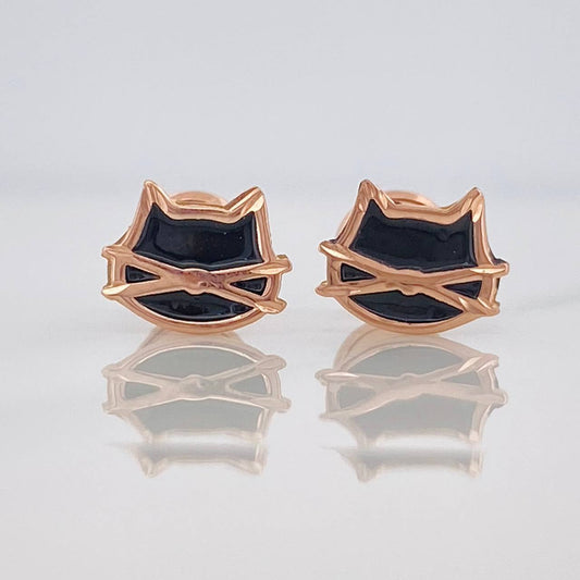 Stud Earrings Cats 0.7 g / in / 7.95 mm Rose Gold 18K