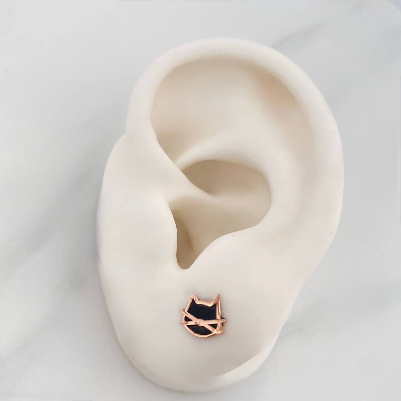 Stud Earrings Cats 0.7 g / in / 7.95 mm Rose Gold 18K