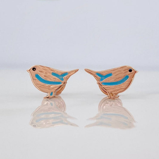 Stud Earrings Birds 0.85 g / in / 10.35 mm Rose Gold 18K