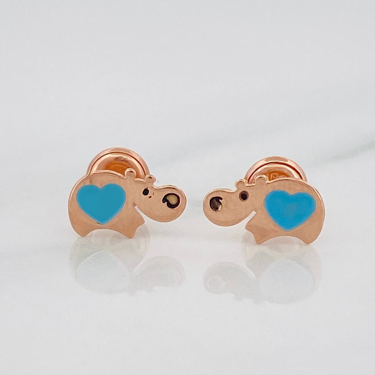 Stud Earrings Hippopotamus 0.85 g / in / 9.61 mm Rose Gold 18K