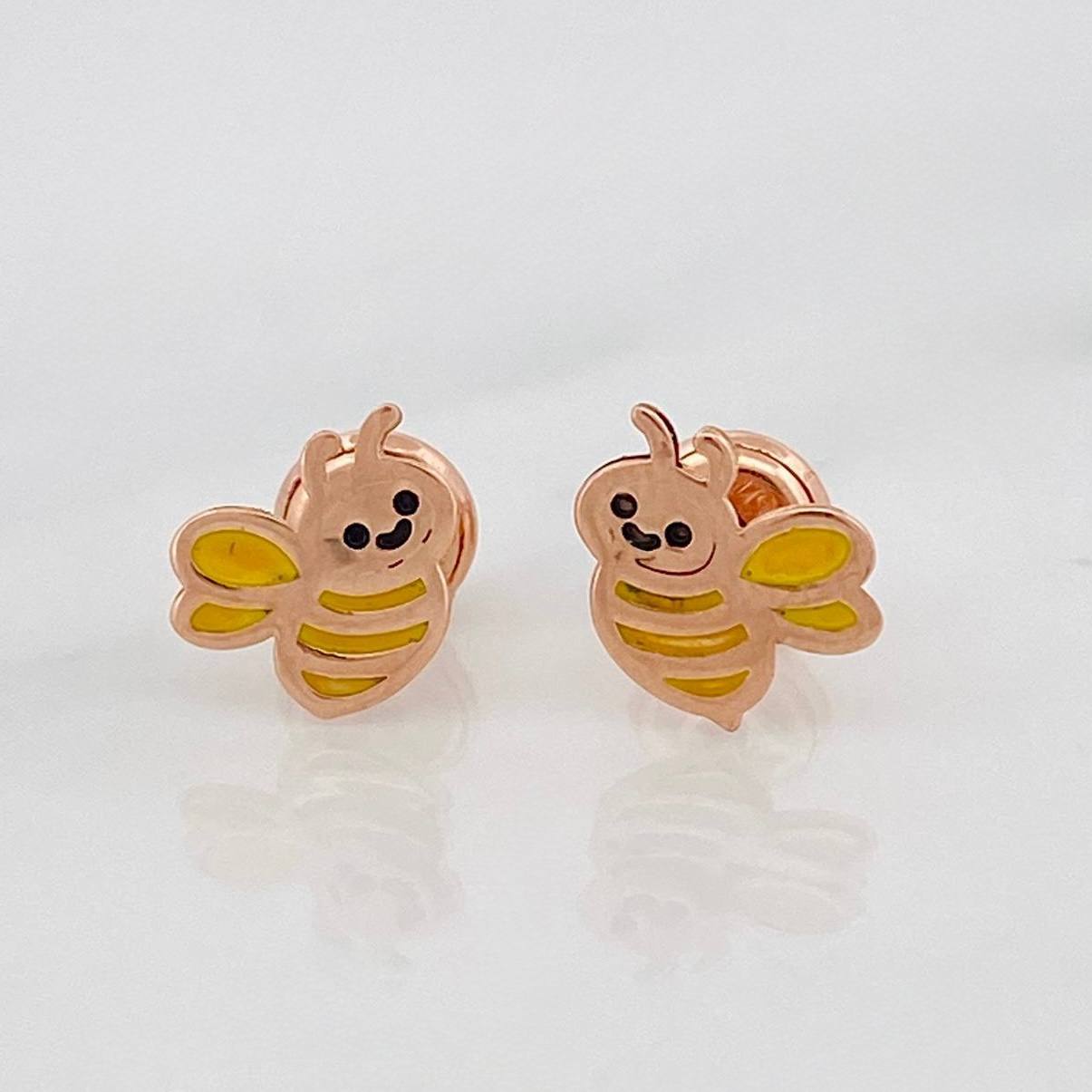 Stud Earrings Bees 0.85 g / in / 8.24 mm Rose Gold 18K