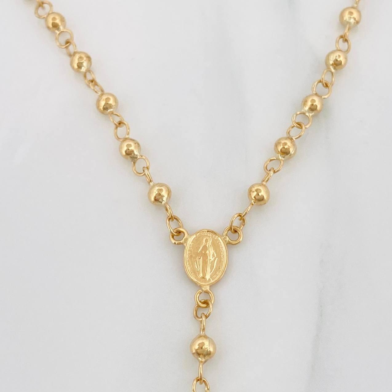Rosary Miraculous Virgin Cross 7.15 g / 18 1/2 in / 4 mm-3 mm Yellow Gold 18K