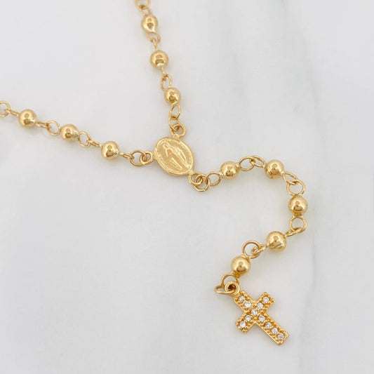 Rosario Virgen Milagrosa Cruz 7.15 g / 18 1/2 in / 4 mm-3 mm Oro Amarillo 18K