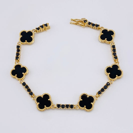 Pulso Trebol Negro 18.05 g / 7 1/2 in / 3.1 mm Oro Amarillo 18K