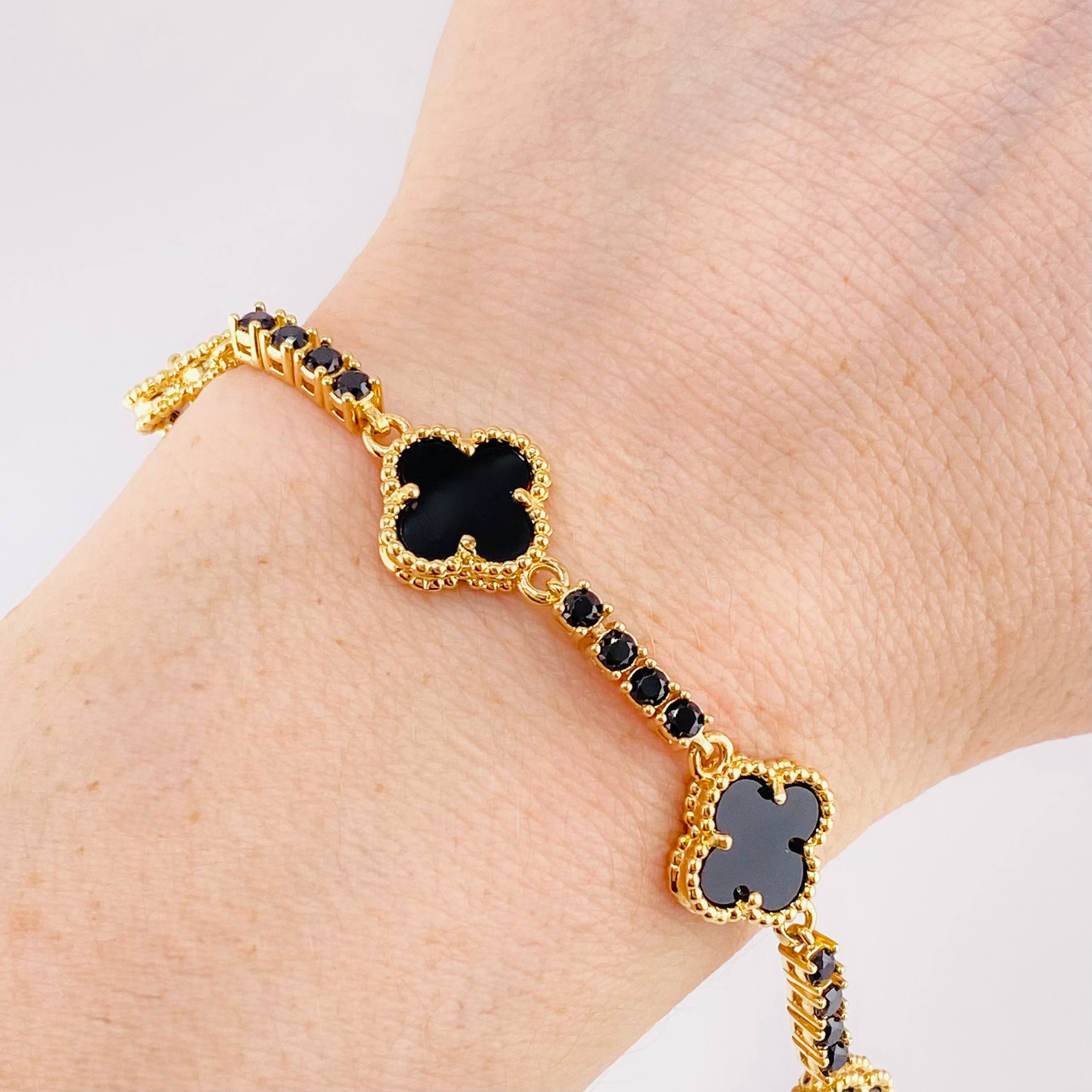 Pulso Trebol Negro 18.05 g / 7 1/2 in / 3.1 mm Oro Amarillo 18K