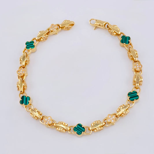 Pulso Rústico Jardín Trébol 24.5 g / 8 1/2 in / 7 mm Oro Amarillo 18K