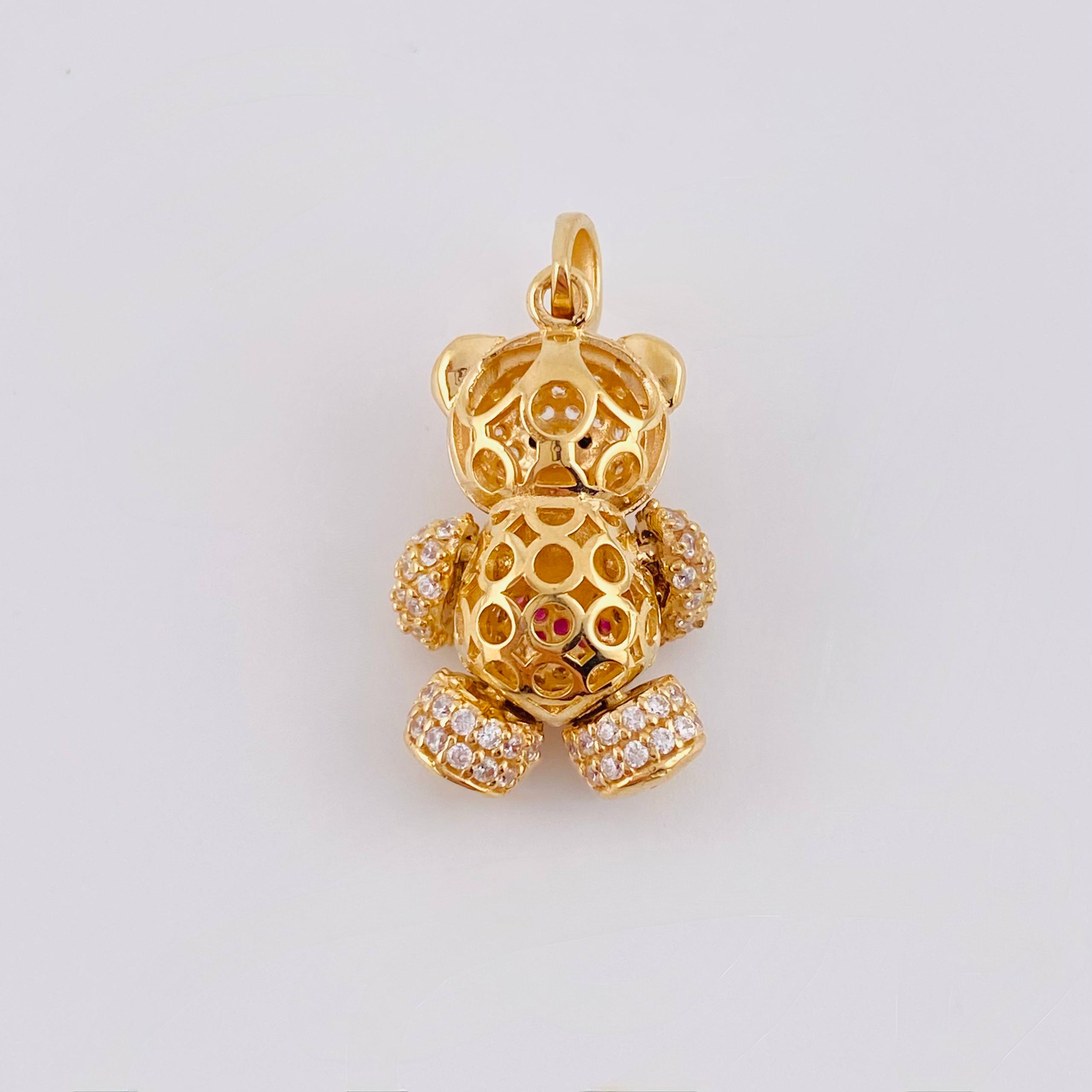 Dije Oso Articulado Corazón 4.55 g / 1 in Oro Amarillo 18K