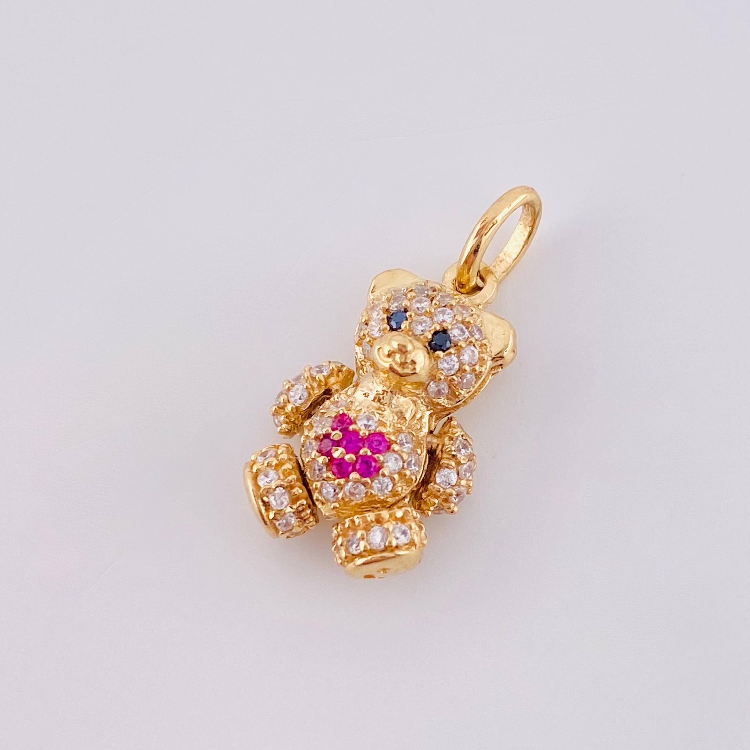 Dije Oso Articulado Corazón 2.55 g / 3/4 in Oro Amarillo 18K