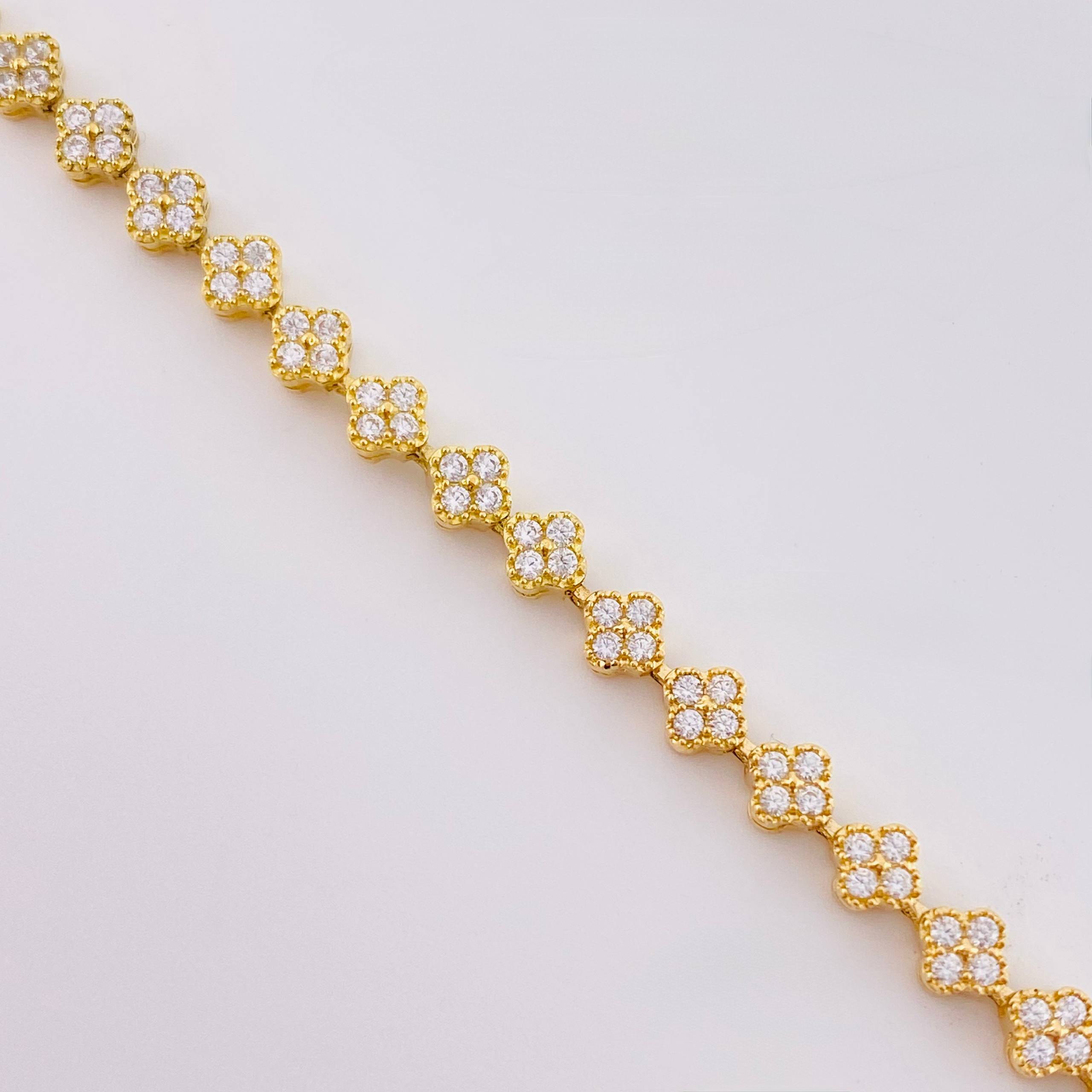Pulso Tenis Floreado 6.6 g / 7 in / 4,15 mm Oro Amarillo 18K