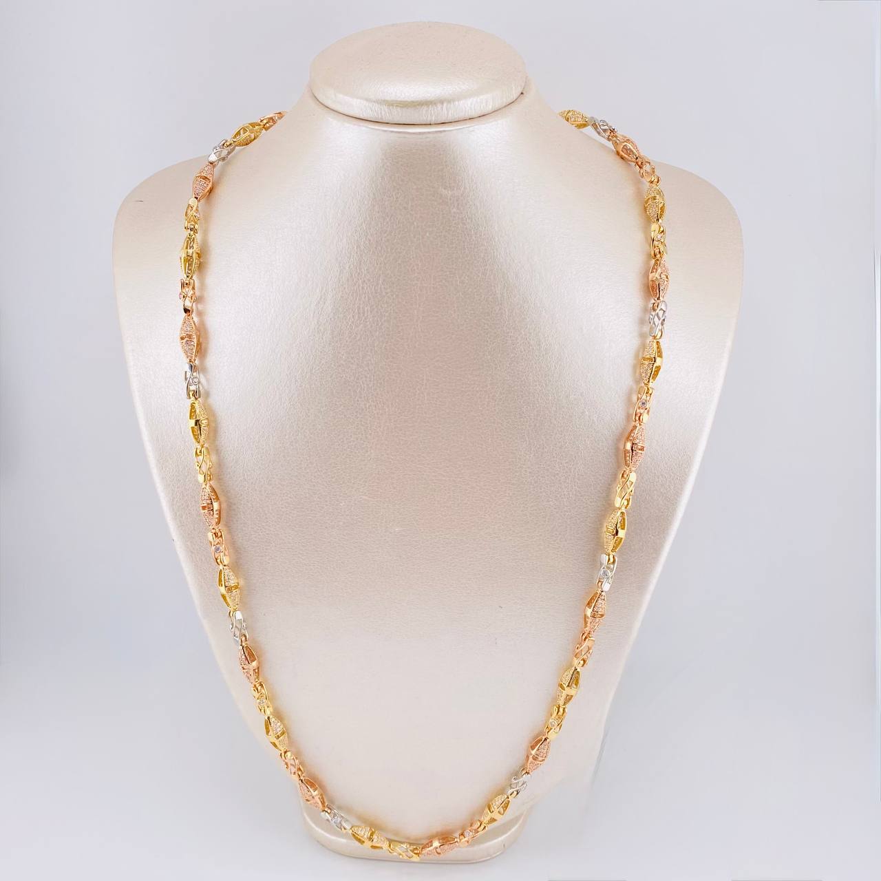 Chain Rustic Dubai Spiral 58.05 g / 25 1/2 in / 6 mm Three-Tone 18K