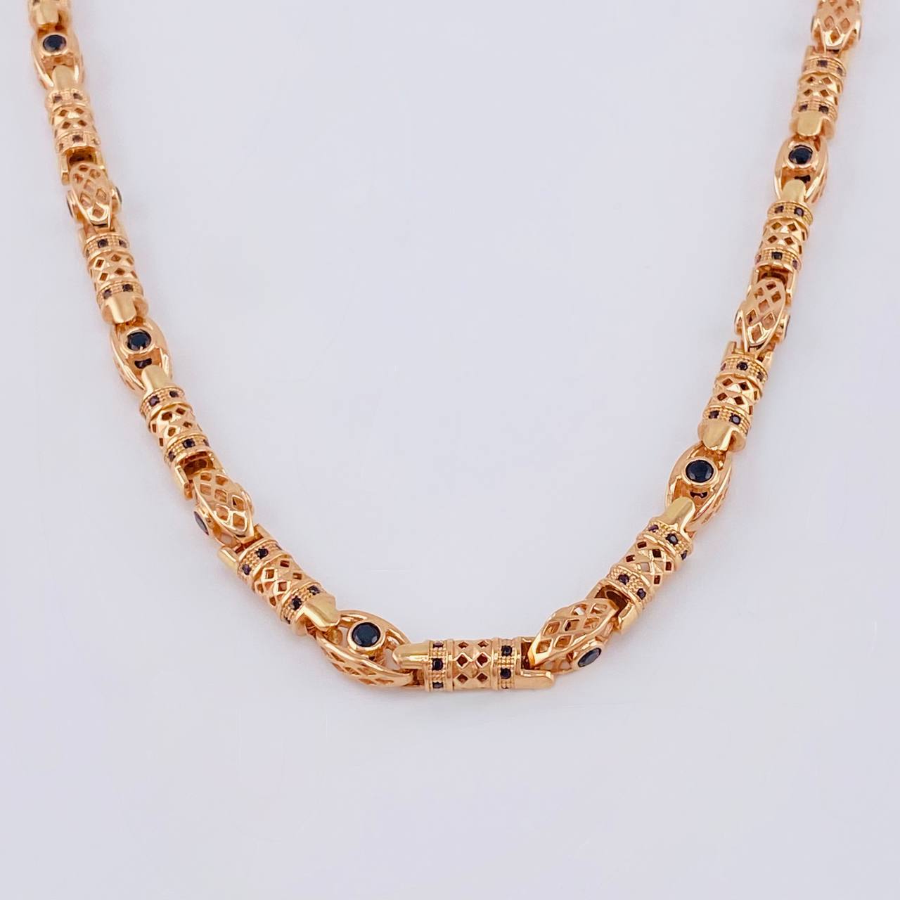 Chain Rustic Rhombic Cylinders 63.8 g / 25 1/2 in / 5.5 mm Rose Gold 18K