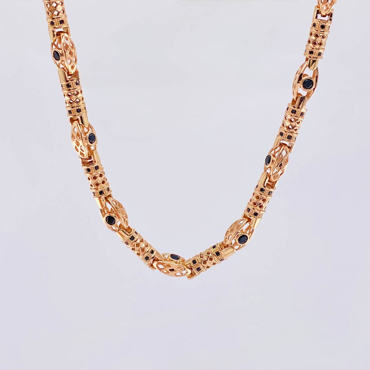 Chain Rustic Rhombic Cylinders 63.8 g / 25 1/2 in / 5.5 mm Rose Gold 18K