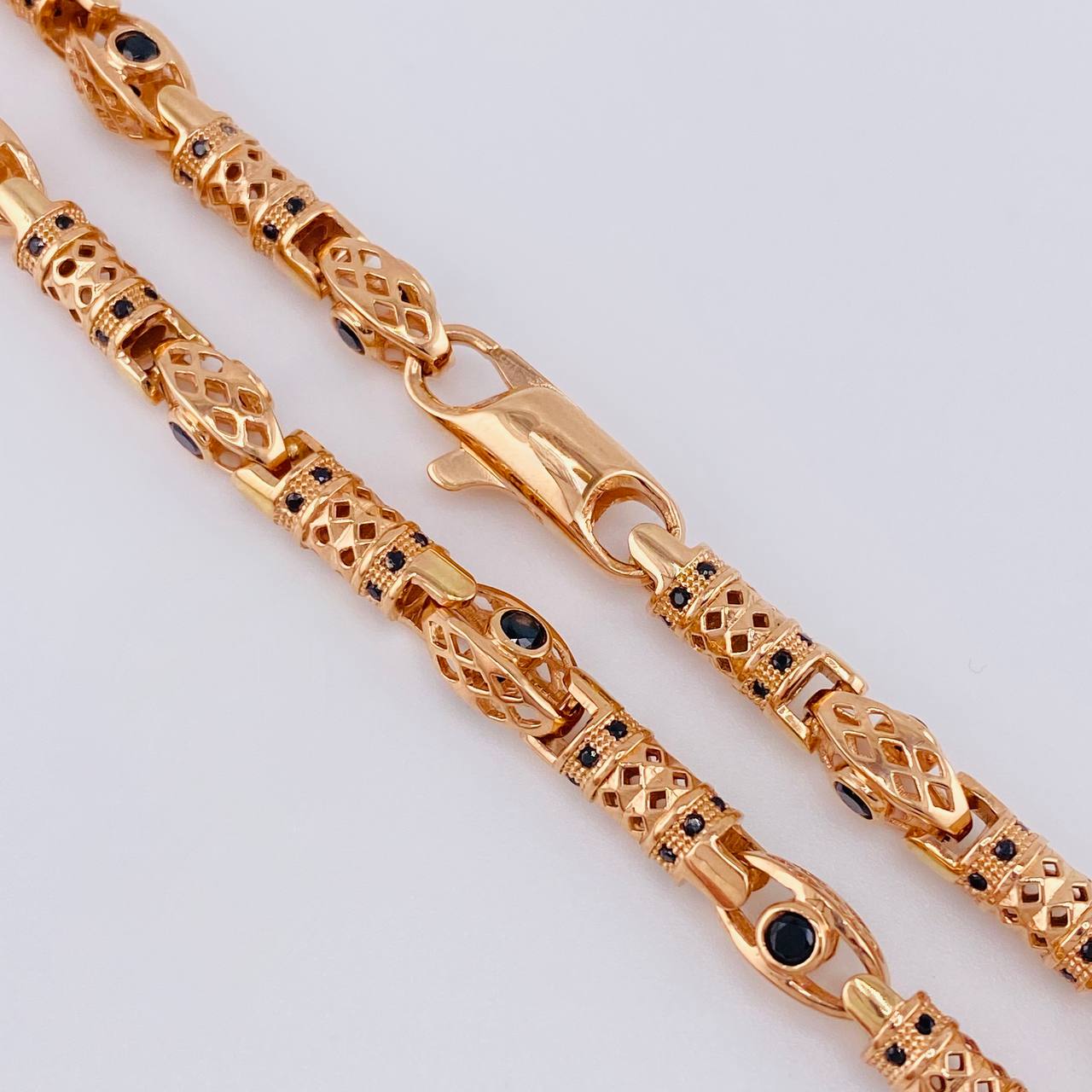 Chain Rustic Rhombic Cylinders 63.8 g / 25 1/2 in / 5.5 mm Rose Gold 18K
