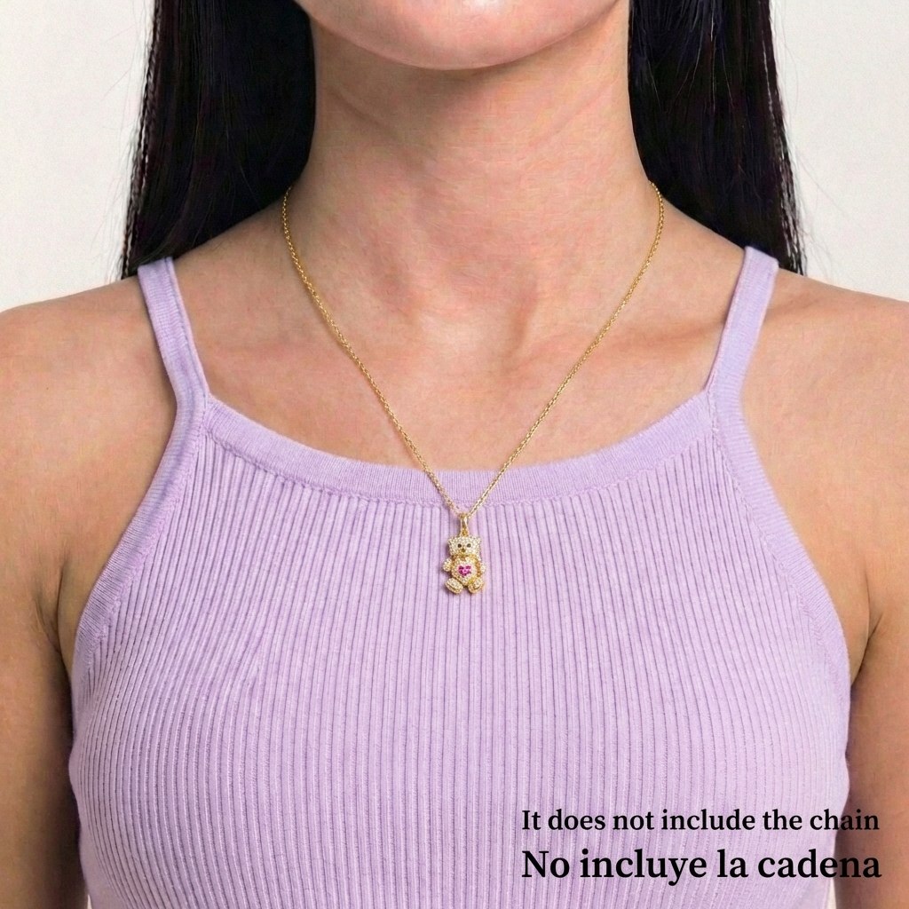 Pendant Articulated Bear Heart 2.65 g / 3/4 in Yellow Gold 18K