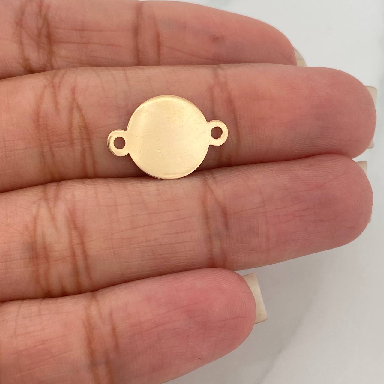 Herraje Placa Circular 0.5gr / 3/4 in / Oro Amarillo 18K &