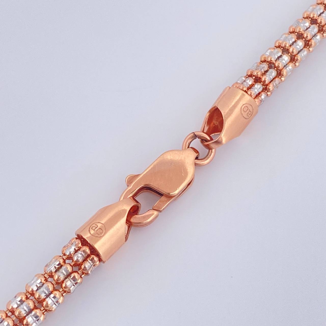 Cadena Ice 35.25gr / 26 1/4 in / Dos Oros Blanco Rosa +4 14K Italy $
