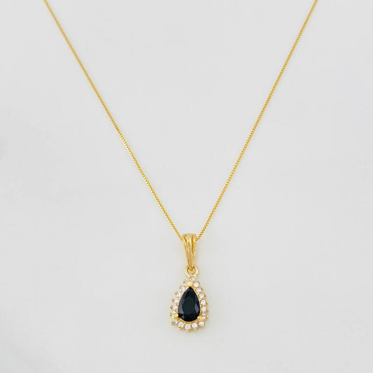 Venetian Chain Set + Tear Halo Pendant / 1.9g / 16 in Yellow Gold 18K