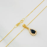 Set Cadena Veneciana + Dije Halo Lágrima / 1.9g / 16 in Oro Amarillo 18K