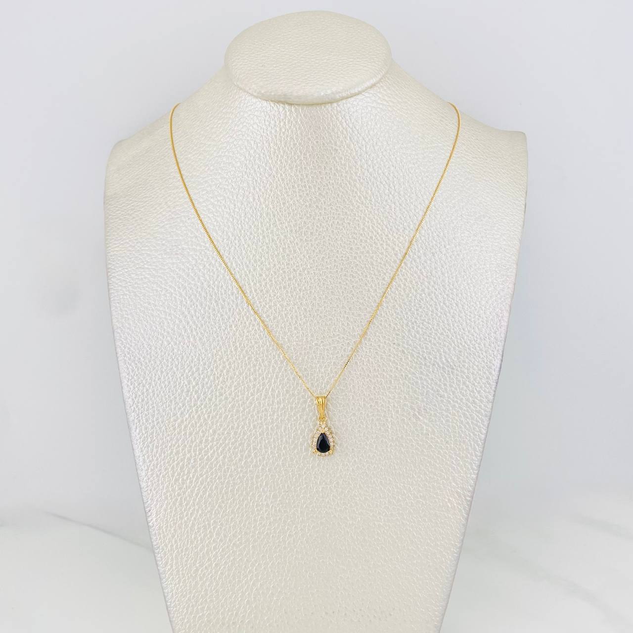 Set Cadena Veneciana + Dije Halo Lágrima / 1.9g / 16 in Oro Amarillo 18K