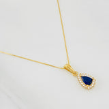 Set Cadena Veneciana + Dije Halo Lágrima / 1.95g / 16 in Oro Amarillo 18K
