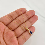 Set Cadena Veneciana + Dije Halo Lágrima / 1.95g / 16 in Oro Amarillo 18K