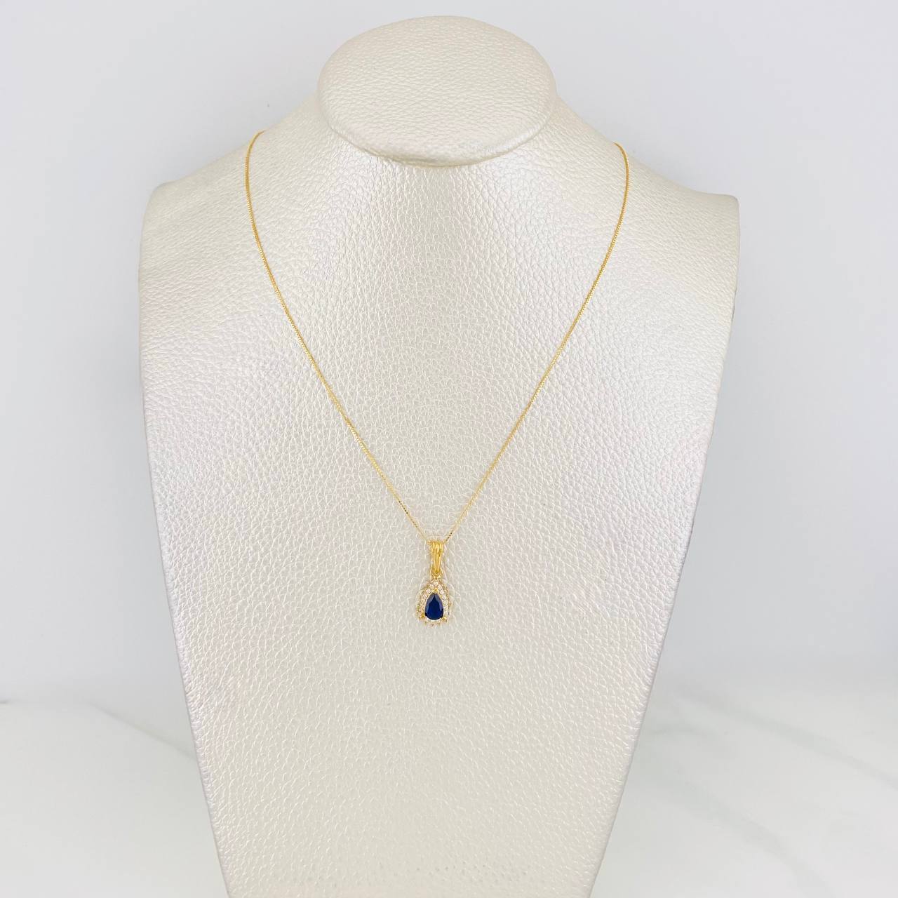 Set Cadena Veneciana + Dije Halo Lágrima / 1.95g / 16 in Oro Amarillo 18K