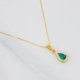 Set Cadena Veneciana + Dije Halo Lágrima / 1.95g / 16 in Oro Amarillo 18K