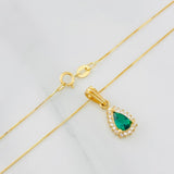 Set Cadena Veneciana + Dije Halo Lágrima / 1.95g / 16 in Oro Amarillo 18K