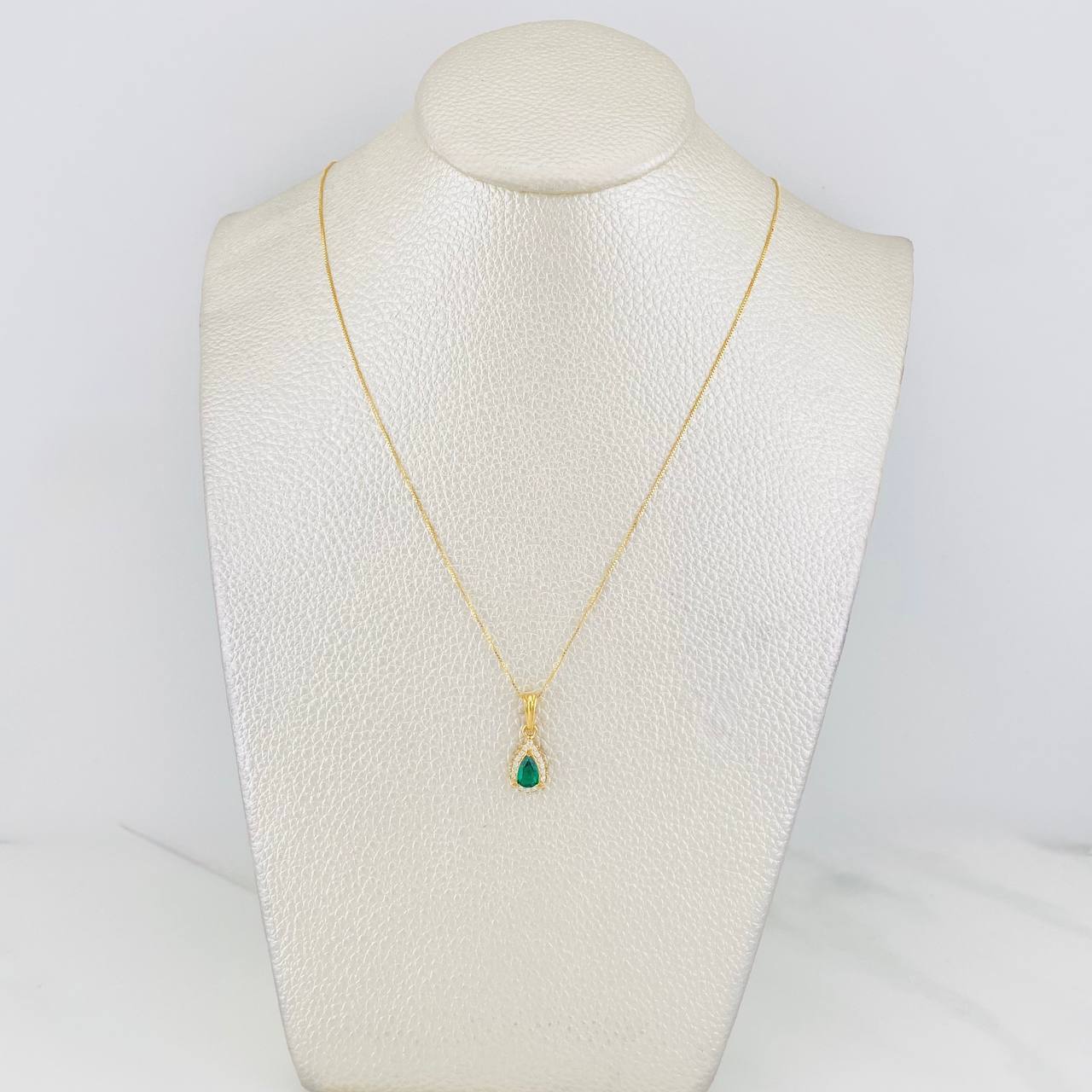Set Cadena Veneciana + Dije Halo Lágrima / 1.5g / 16 in Oro Amarillo 18K