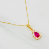 Set Cadena Veneciana + Dije Halo Lágrima / 1.95g / 16 in Oro Amarillo 18K
