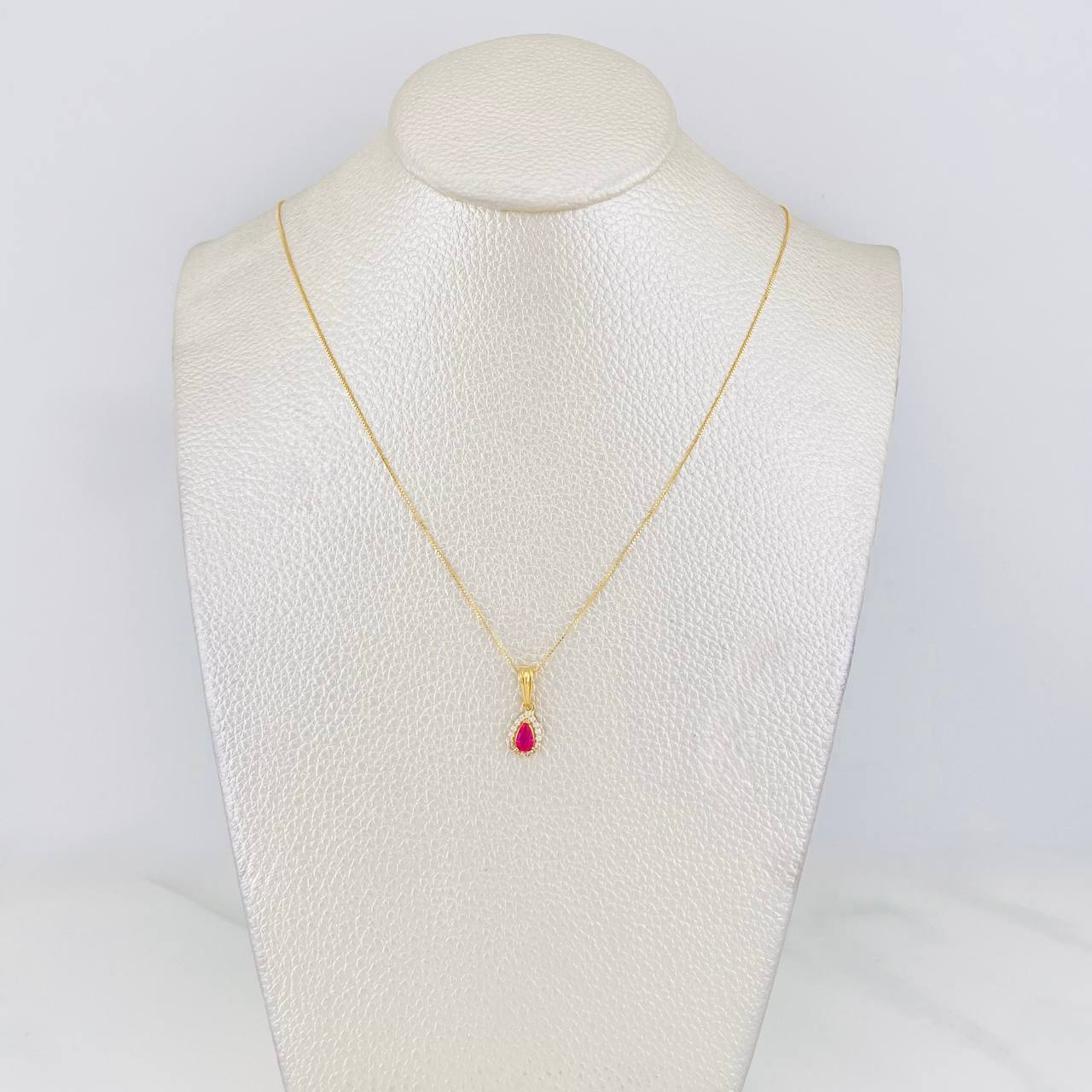 Set Cadena Veneciana + Dije Halo Lágrima / 1.95g / 16 in Oro Amarillo 18K