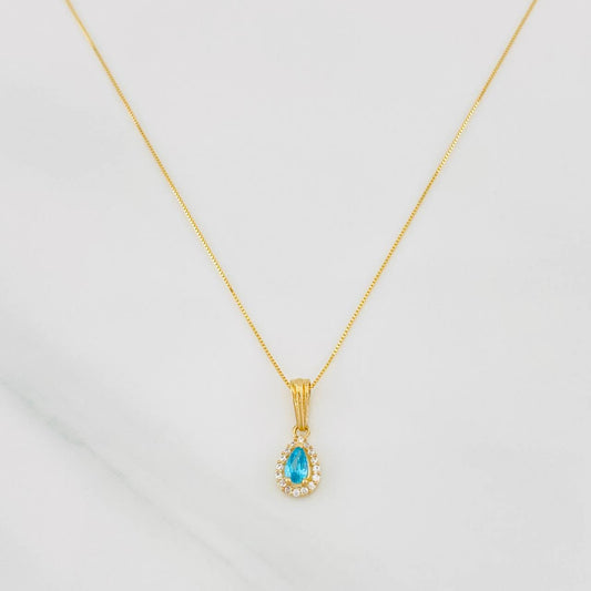Venetian Chain Set + Tear Halo Pendant / 1.55g / 16 in Yellow Gold 18K