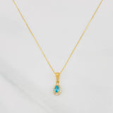 Set Cadena Veneciana + Dije Halo Lágrima / 1.6g / 16 in Oro Amarillo 18K