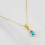 Set Cadena Veneciana + Dije Halo Lágrima / 1.6g / 16 in Oro Amarillo 18K