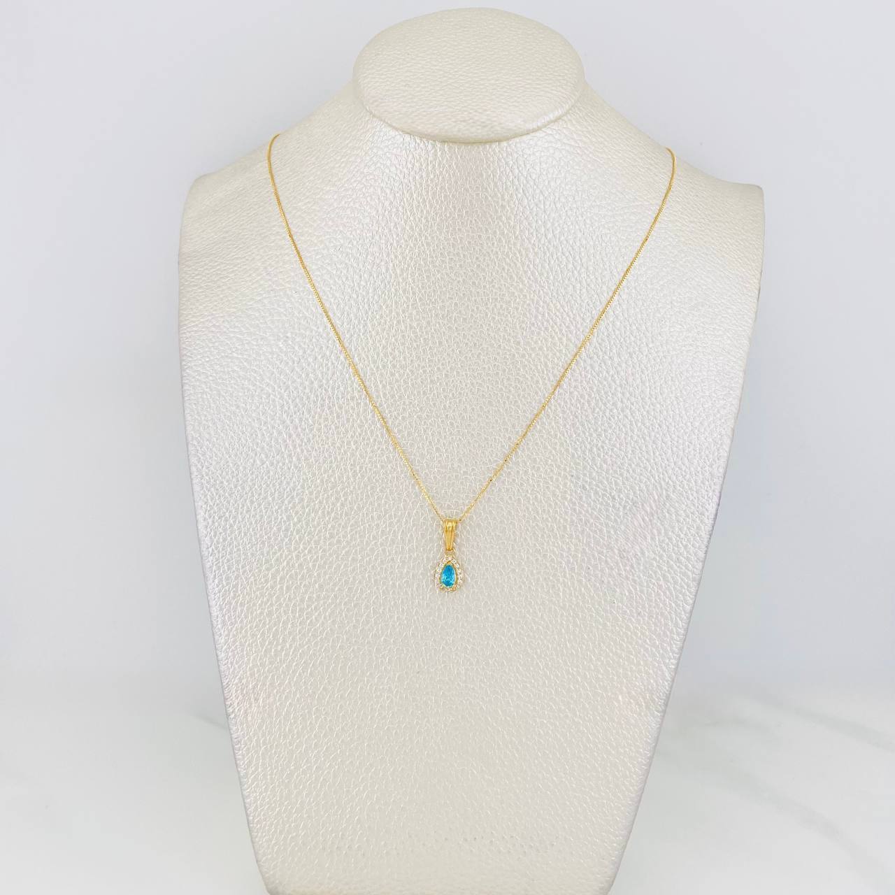 Set Cadena Veneciana + Dije Halo Lágrima / 1.6g / 16 in Oro Amarillo 18K