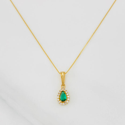 Set Cadena Veneciana + Dije Halo Lágrima / 1.5g / 16 in Oro Amarillo 18K