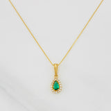 Set Cadena Veneciana + Dije Halo Lágrima / 1.5g / 16 in Oro Amarillo 18K