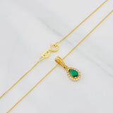 Set Cadena Veneciana + Dije Halo Lágrima / 1.5g / 16 in Oro Amarillo 18K