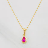 Set Cadena Veneciana + Dije Halo Lágrima / 1.6g / 16 in Oro Amarillo 18K