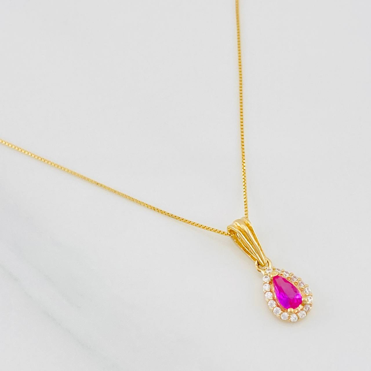 Set Cadena Veneciana + Dije Lágrima / 1.55g / 16 in Oro Amarillo 18K