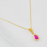 Set Cadena Veneciana + Dije Halo Lágrima / 1.6g / 16 in Oro Amarillo 18K